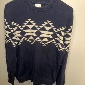 Men's Navy Blue and White Geometric Sweater